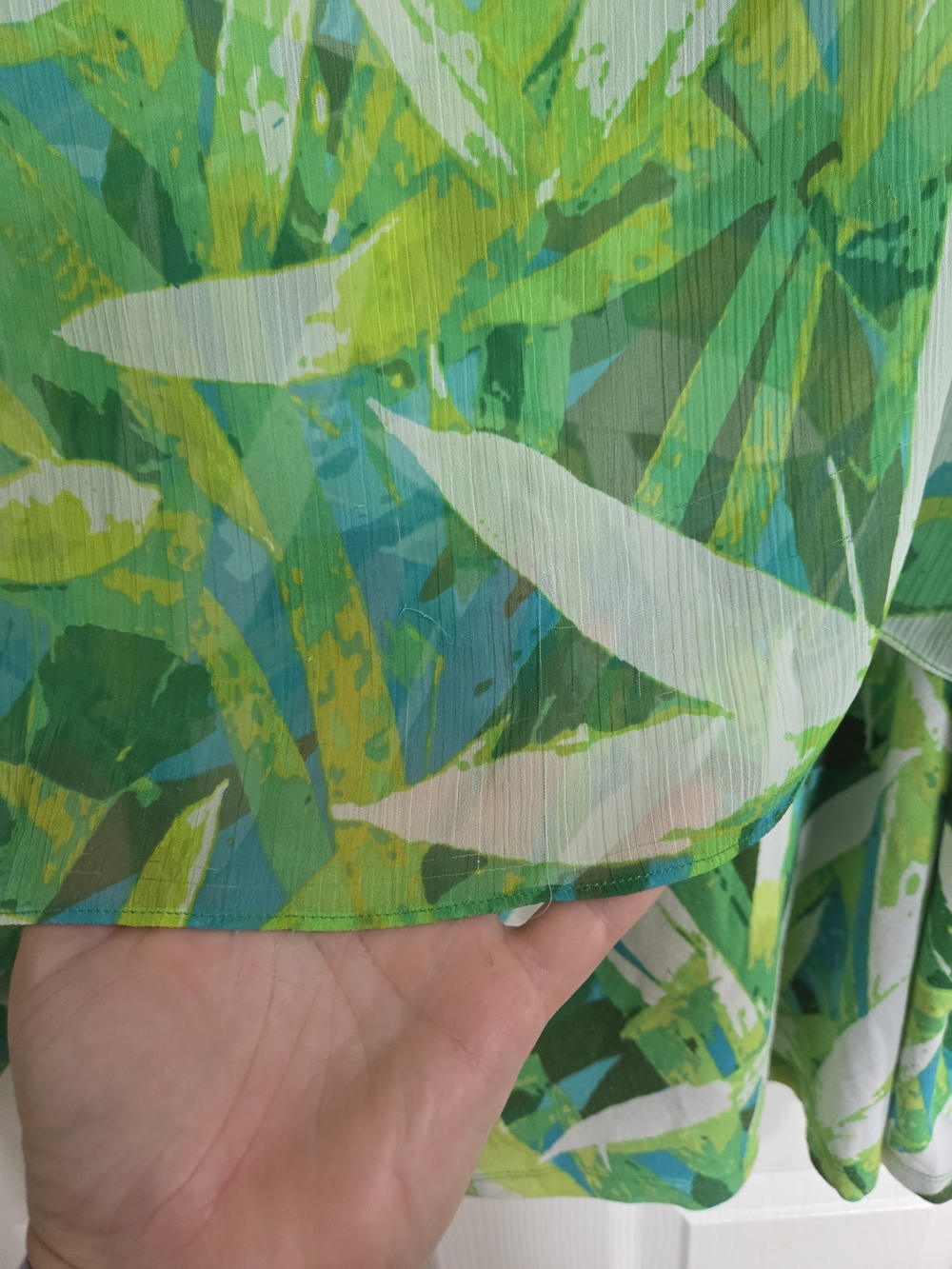 Ruby Rd. Green and Aqua Abstract Leaf Blouse - Picture 5 of 6